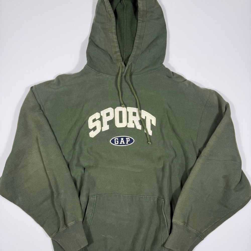 Vintage Gap Athletic Classic Sport Hoodie Green Mens Large Arch Logo Sweatshirt